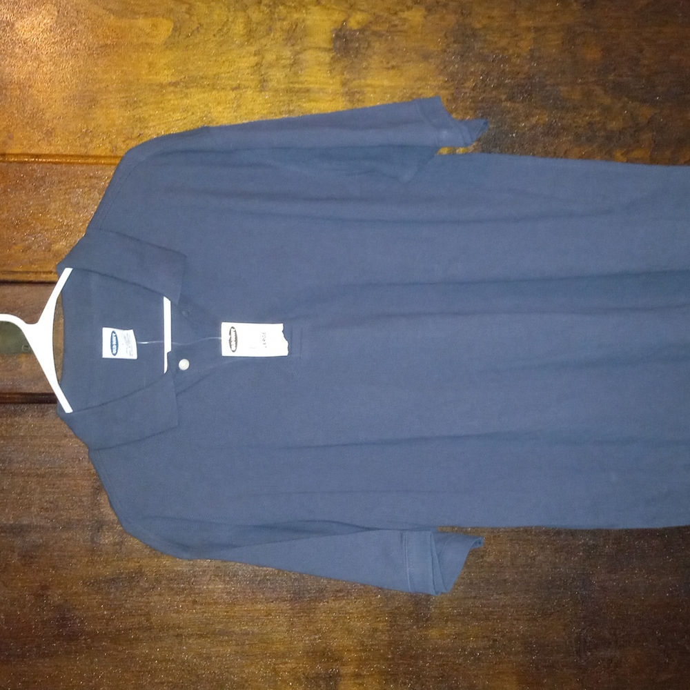 Old Navy: dark navy blue short sleeve heavy knitted polo